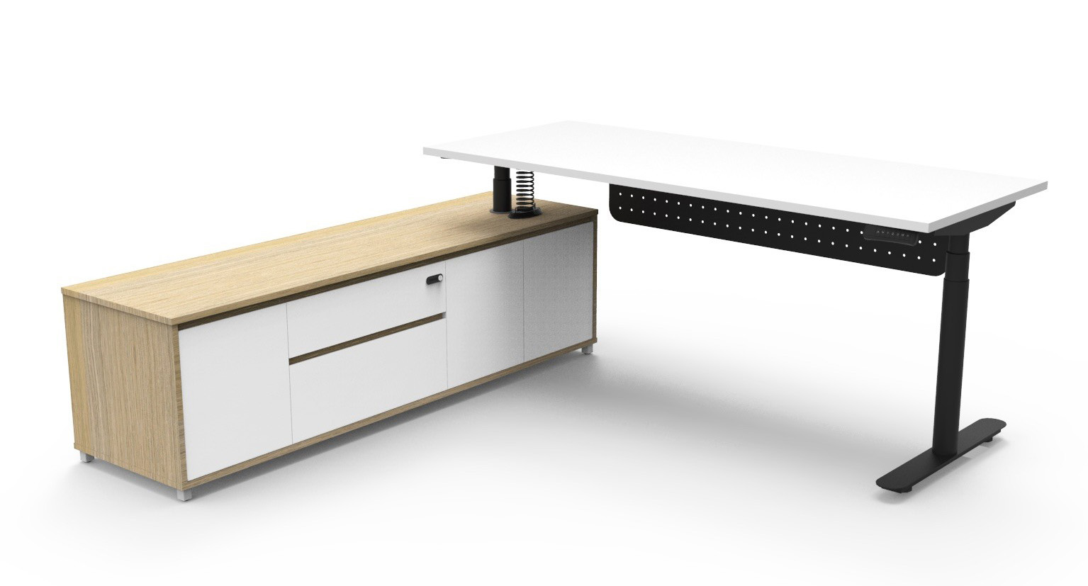 Halo+ Height Adjustable Executive Desk - with Modesty